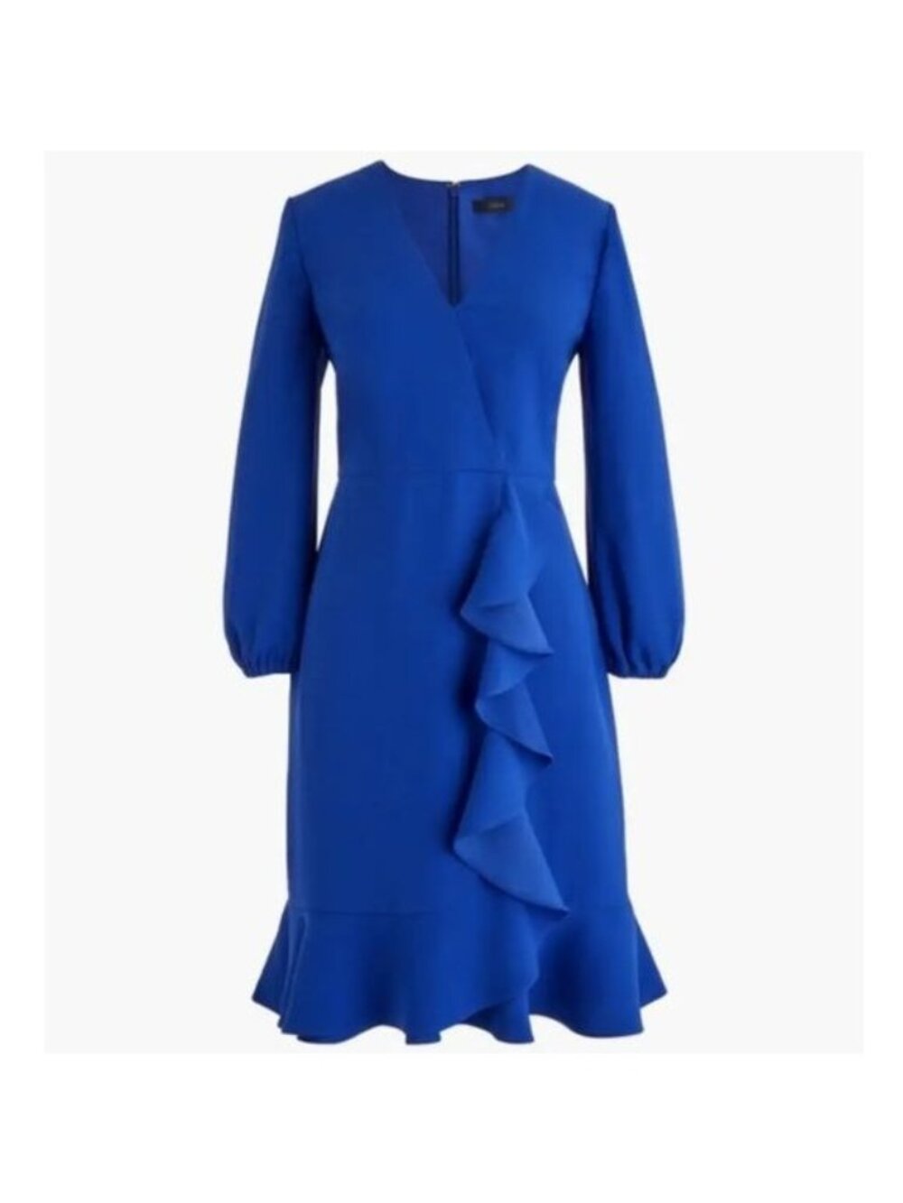 J Crew royal blue Drapey Ruffle Front Dress size 4